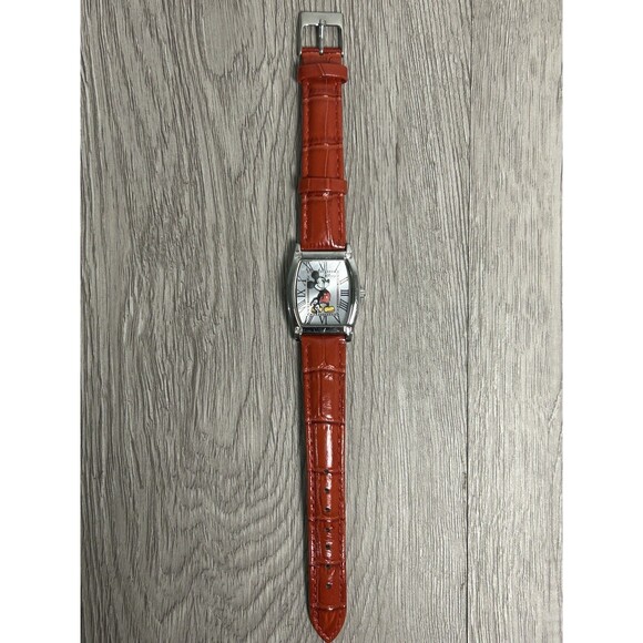 Disney Mickey Mouse Watch Womens 3D Mickey Roman Numerals Red Band UNTESTED - Picture 3 of 8